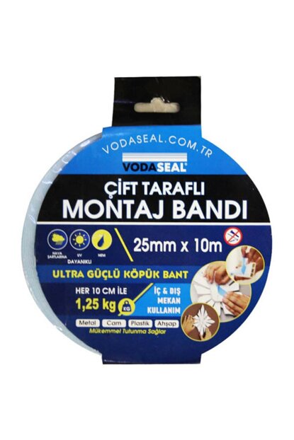 VODASEAL ÇIFT TARAFLI KÖPÜK MONTAJ BANDI 25 MM X 10 MT - BEYAZ